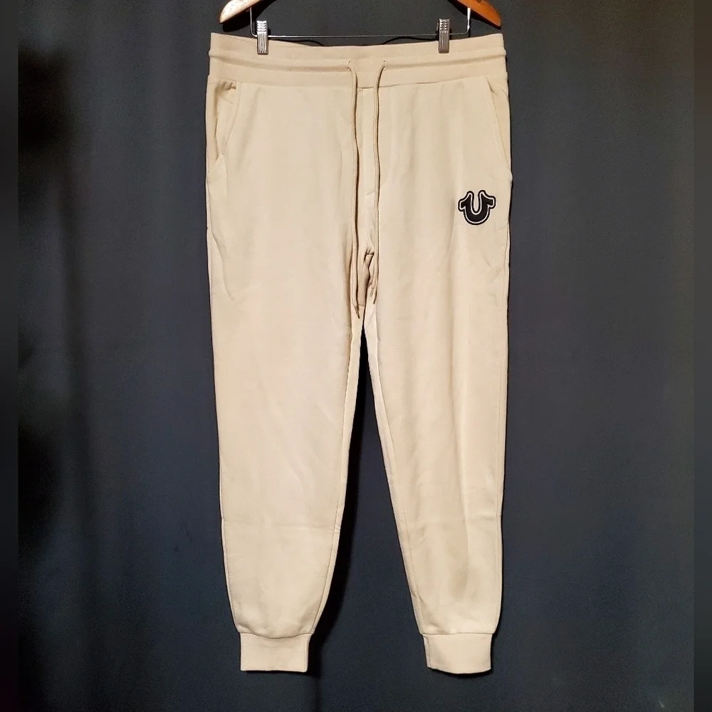 True Religion Cream Joggers Size Large NWT
